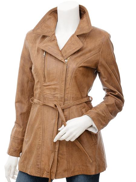 Womens Leather Jacket In Tan