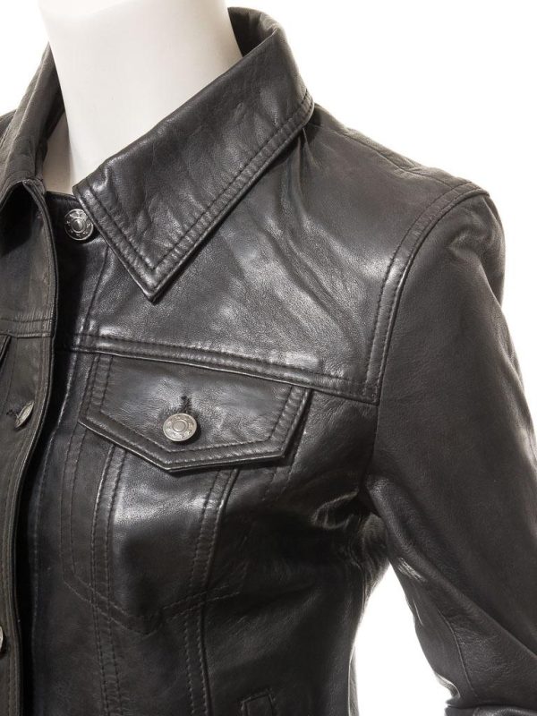 Women's Leather Trucker Jacket