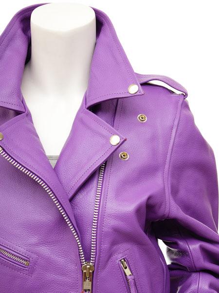 Women's Purple Biker Leather Jacket