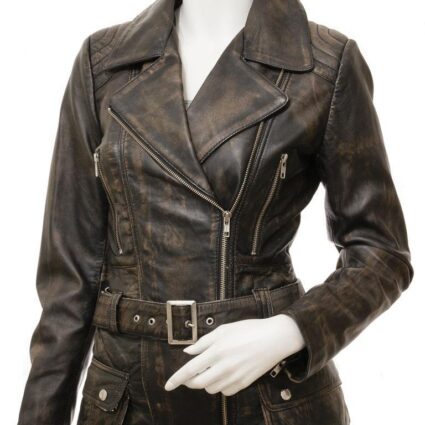 Women's Vintage Leather Biker Jacket