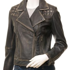 Women's Vintage Leather Biker Jacket