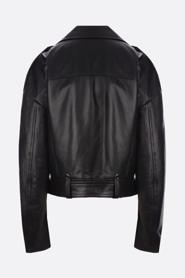 Beyonce Black Biker Cropped Leather Zip Jacket