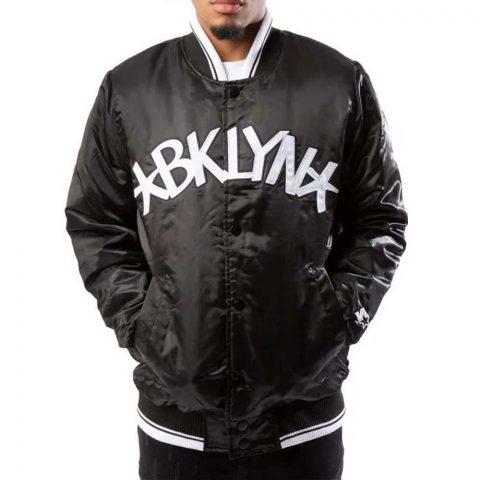 Brooklyn Nets Full-Snap Bomber Black Jacket