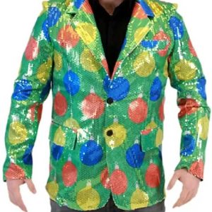 Sequin Ornaments Ugly Green Christmas Blazer