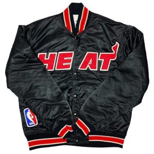 90s Miami Heat Satin Black Jacket