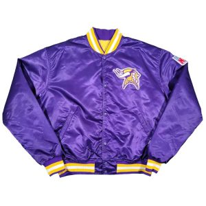 90s Minnesota Vikings Purple Bomber Satin Jacket