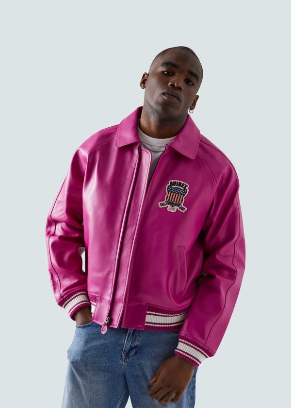 Avirex Icon Dark Pink Leather Jacket