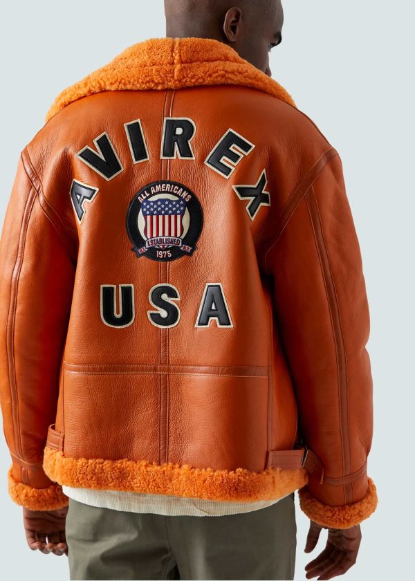 Avirex Shearling Orange Leather Jacket