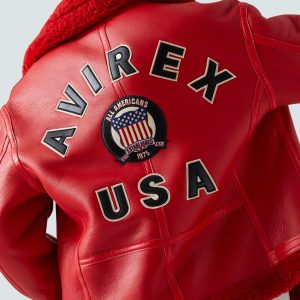 Avirex USA Shearling Red Leather Jacket