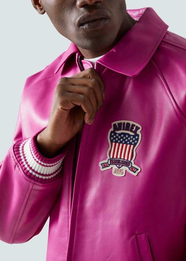 Avirex USA Icon Dark Pink Leather Jacket