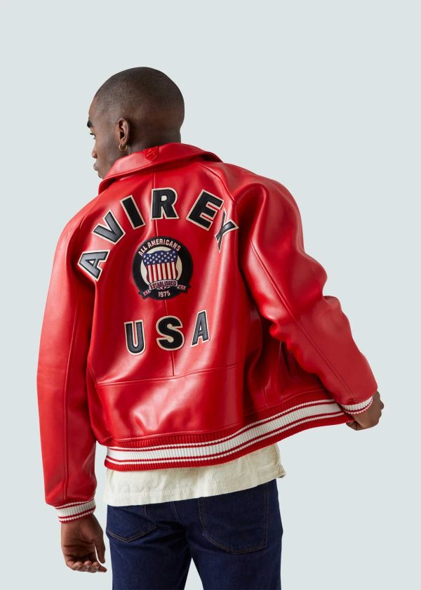 Avirex USA Icon Red Leather Jacket