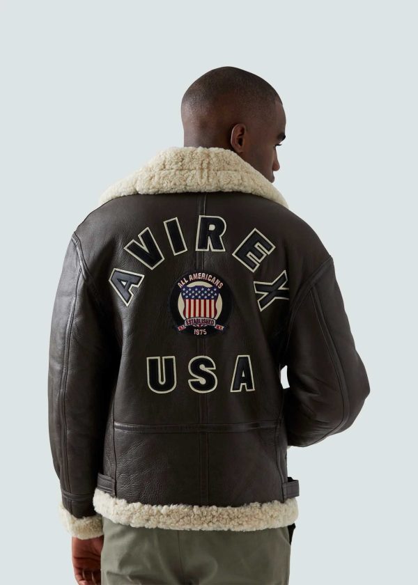 Avirex USA Shearling Dark Brown Leather Jacket