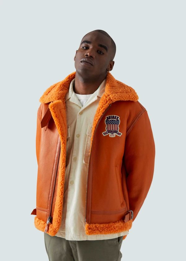 Avirex USA Shearling Orange Leather Jacket