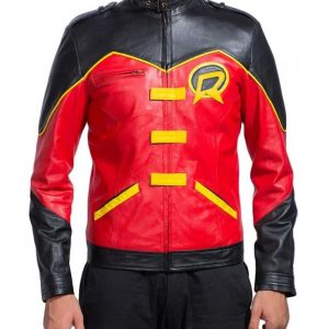 Batman Tim Drake Red and Black Leather Jacket