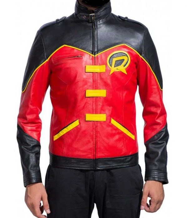 Batman Tim Drake Red and Black Leather Jacket