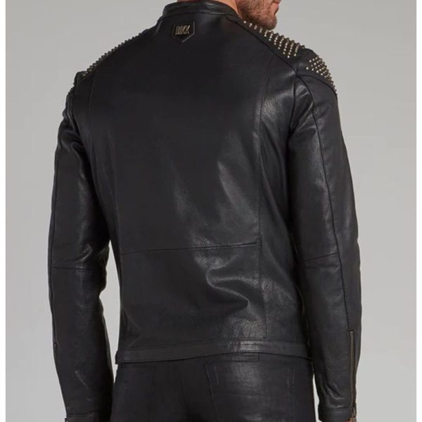 Black Spike Studded Leather Jacket