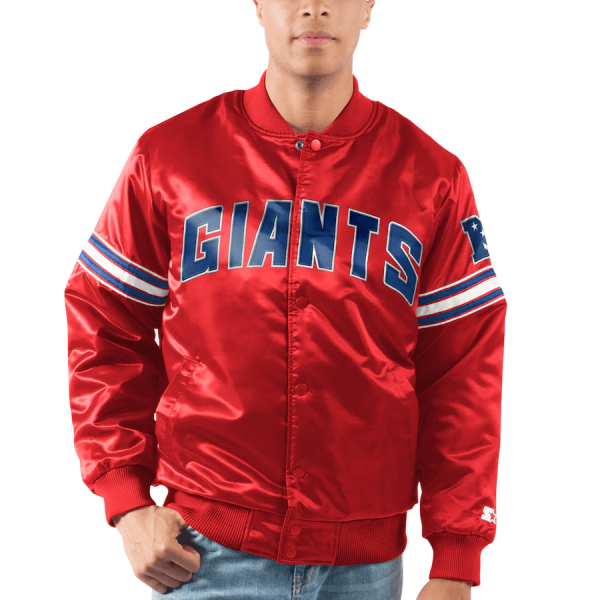 Men's Starter Red New York Giants Legacy Collection Satin Varsity Jacket