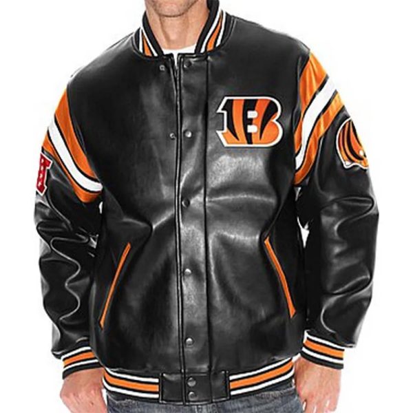 Cincinnati Bengals Leather Black Varsity Jacket