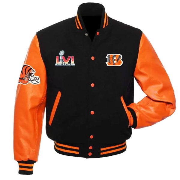 Cincinnati Bengals Super Bowl LVI Orange Varsity Jacket