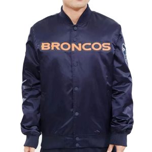 Denver Broncos Navy Blue Satin Jacket