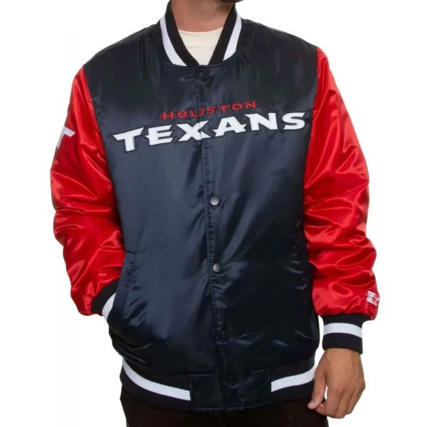 Houston Texans Enforcer Navy Blue/Red Satin Jacket
