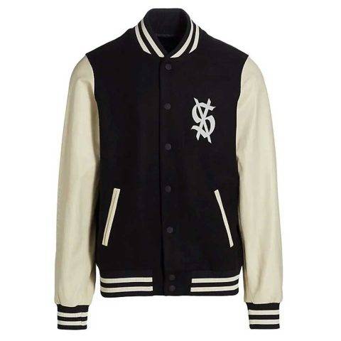 Ksubi King Varsity Black and Cream Wool Jacket
