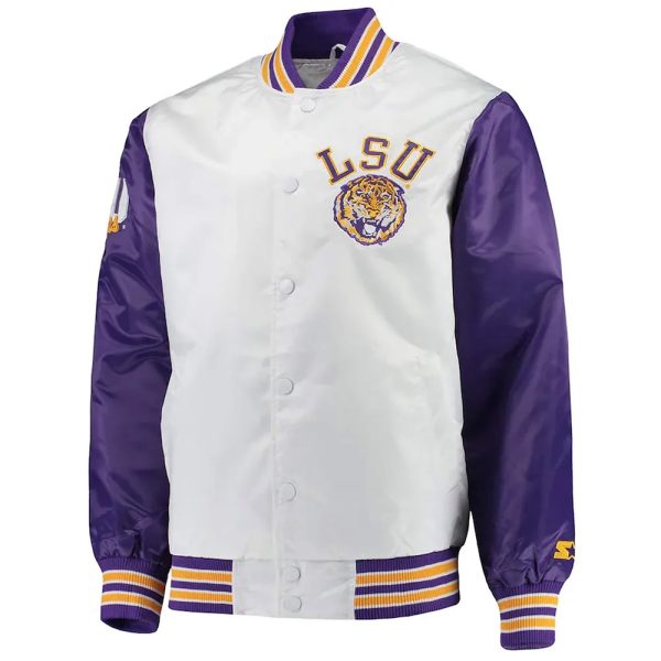 LSU Tigers The Legend White & Purple Satin Jacket
