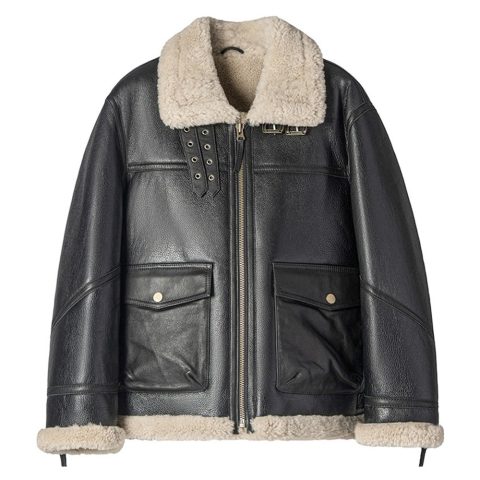 Mens Black Shearling B3 Bomber Jacket