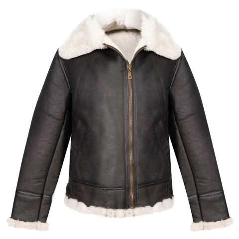 Mens Brown B3 Aviator Flying Sheepskin Jacket