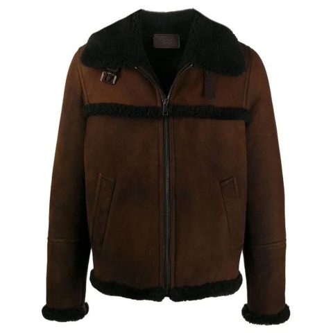 Mens Brown B3 Shearling Short Jacket