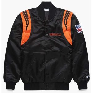 NFL Black & White Bengals Satin Jacket