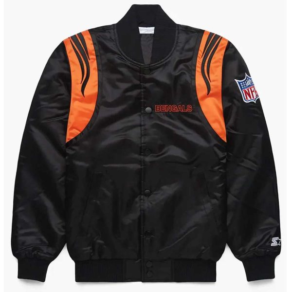 NFL Black & White Bengals Satin Jacket