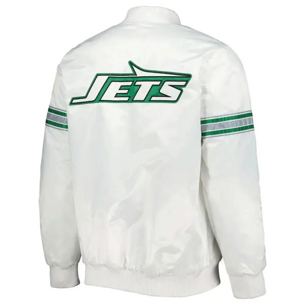 NY Jets The Power Forward Satin White Jacket