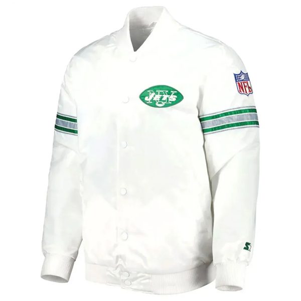 NY Jets The Power Forward White Satin Jacket