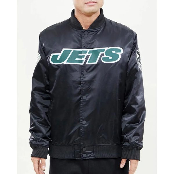 NY Jets Wordmark Satin Black Jacket