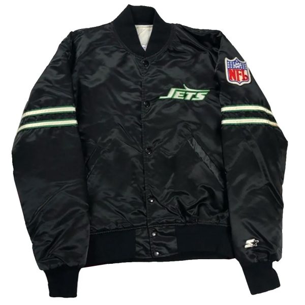 New York Jets 80s Green and Black Satin Jacket New York Jets 80s Black and Green Satin Jacket