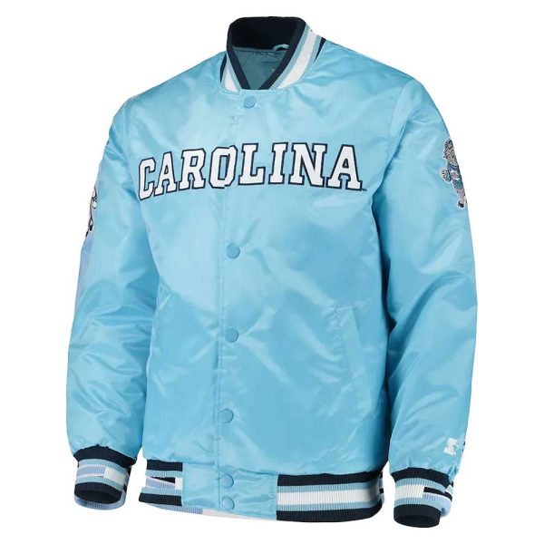 North Carolina Tar Heels Bomber Blue Satin Jacket