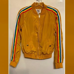 Outer Edge Bomber Jacket with Rainbow Stripess