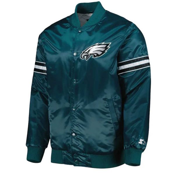 Philadelphia Eagles The Pick and Roll Midnight Green Satin Jacket