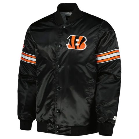Pick and Roll Cincinnati Bengals Black Satin Jacket