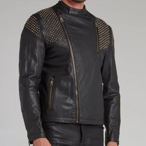 Spike Studded Black Leather Jacket