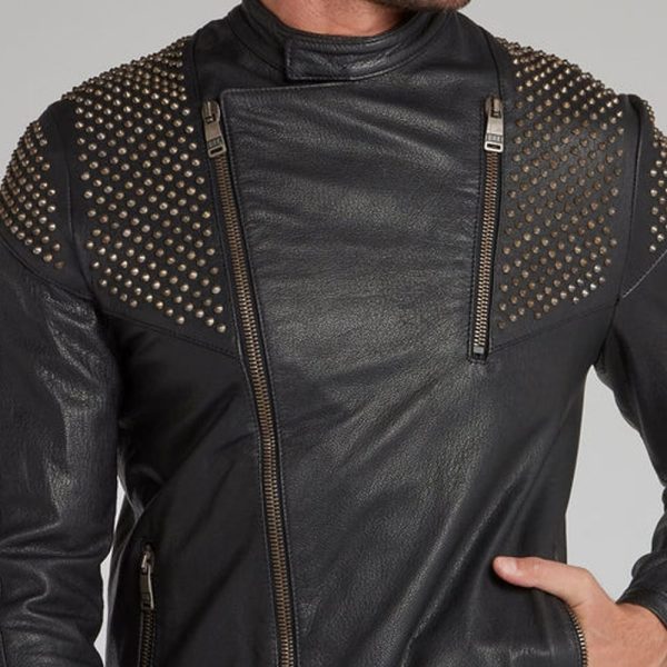 Spike Studded Leather Black Jacket