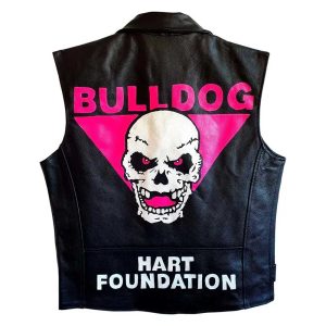 Bret Hart Foundation Black Biker Leather Vest