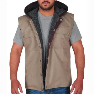 Bushwick Dave Bautista Brown Hooded Vest