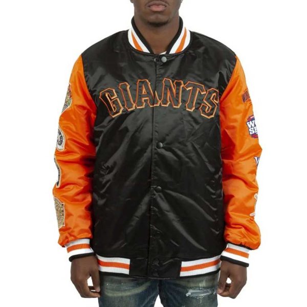 Champs Patches San Francisco Giants Black & Orange Satin Jacket