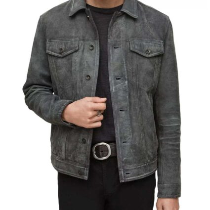 FBI Zeeko Zaki Suede Gray Leather Jacket