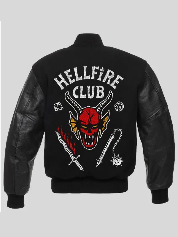 Hellfire Club Stranger Things Season 4 Black Varsity Jacket