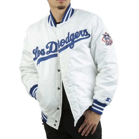 LA Dodgers National White Satin Jacket