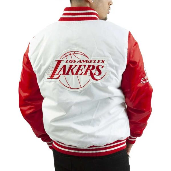 Los Angeles Lakers Satin White and Red Jacket
