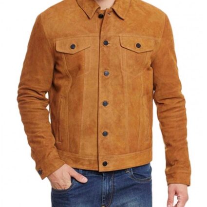 Men’s Shirt Style Brown Suede Jacket